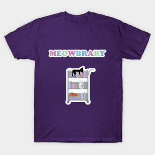 Meowbrary, Cat Library Cart T-Shirt